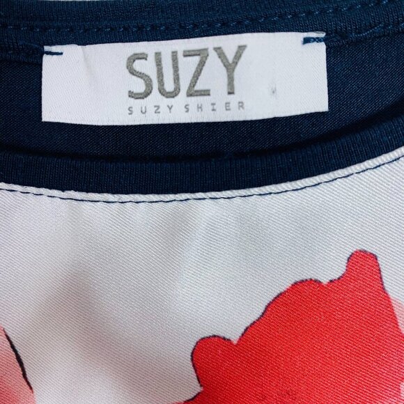 sleeveless t-shirt women with bold floral print size small SUZY SHIER - Picture 2 of 13